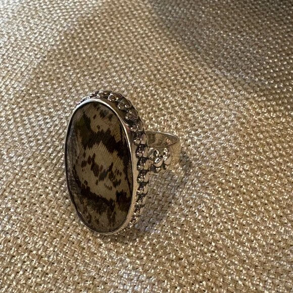 Amy Kahn Russell Feather Design Ring Beneath Faceted Quartz Ring - Picture 6 of 10